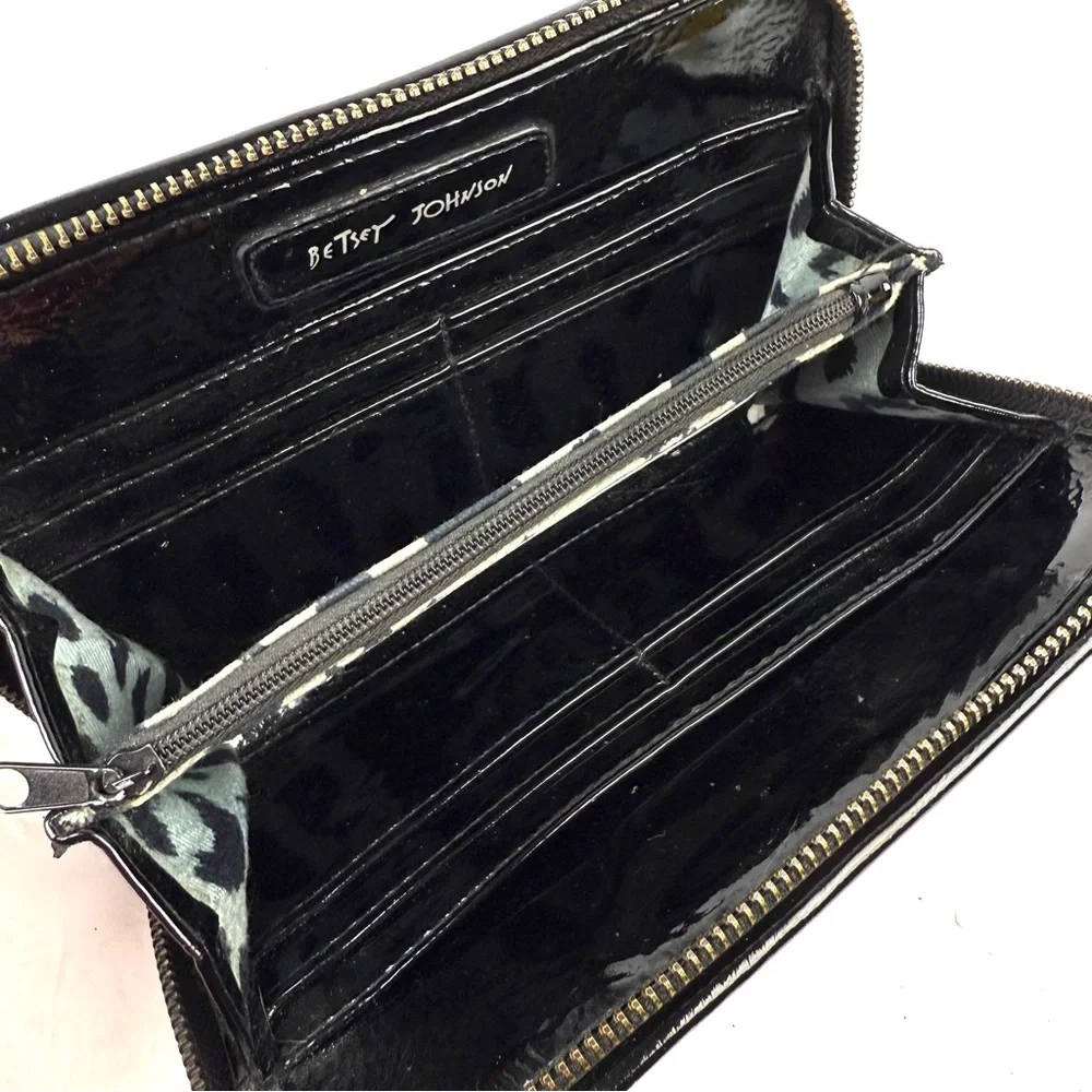 Betsey Johnson Pink Glitter Wallet Patent Leather Clutch Organizer Womens Rare - Picture 4 of 7